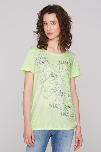 SOCCX T-Shirt mit Elastiksaum und Artwork in Summer Lime