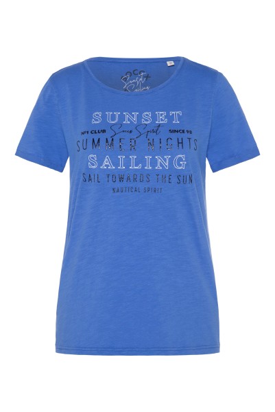 SOCCX T-Shirt mit Rundhals und Wording Print in Vividblue