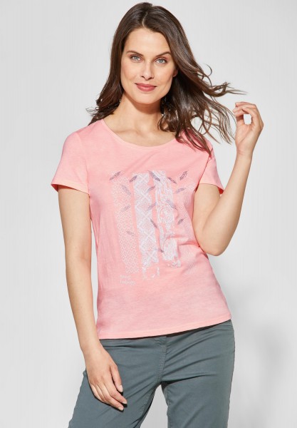 CECIL - Shirt mit Frontprint in Neon Apricot