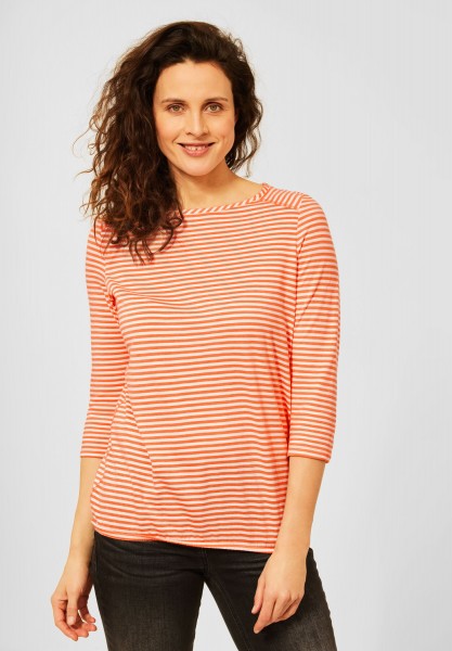 CECIL - Basic Streifen Shirt in Simply Orange