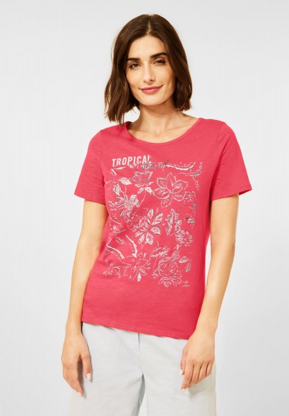 CECIL - T-Shirt mit Fotoprint in Sunset Coral