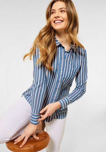 CECIL - Bluse mit Streifen Muster in Denim Blue Melange