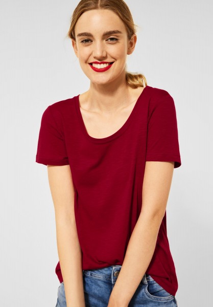 Street One Basic T-Shirt in Unifarbe in Gentle Red