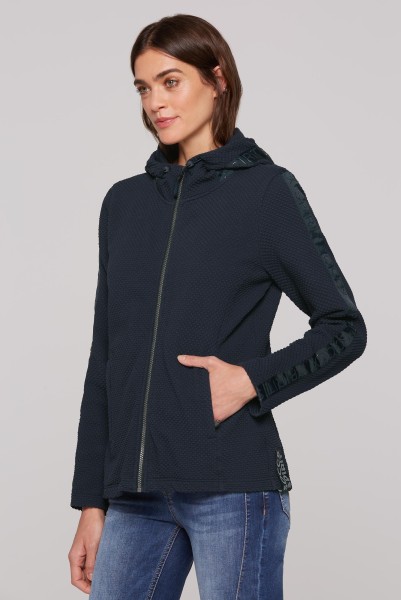 SOCCX Strukturierte Kapuzensweatjacke mit Logo-Tapes in Blue Navy