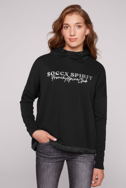 SOCCX Sweatshirt mit Kapuze und Print Artwork in Black