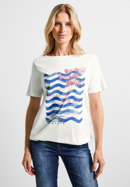 Cecil Wave Fotoprint Shirt in Vanilla White