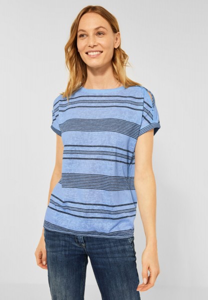 CECIL - T-Shirt mit Streifenmuster in Inka Blue