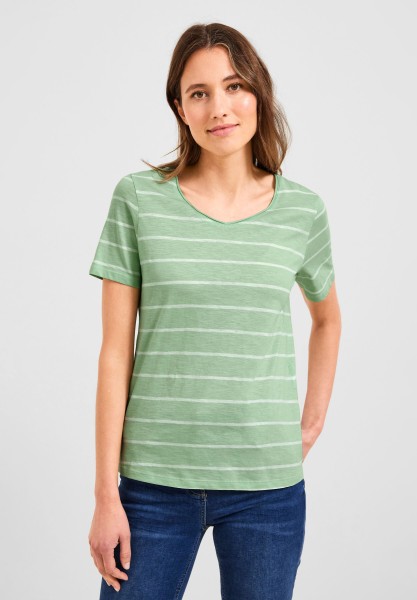 Cecil T-Shirt mit Streifenmuster in Fresh Salvia Green