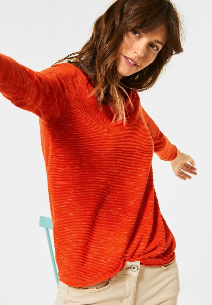 CECIL - Ripp-Pullover in Melange in Funky Orange Heather Melange