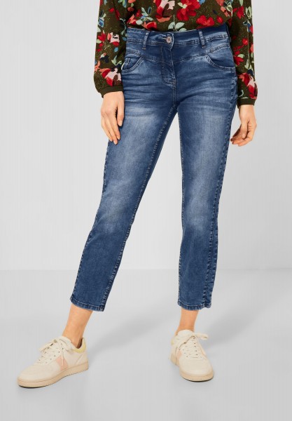 CECIL - Loose Fit Jeans in Mid Blue Used Wash
