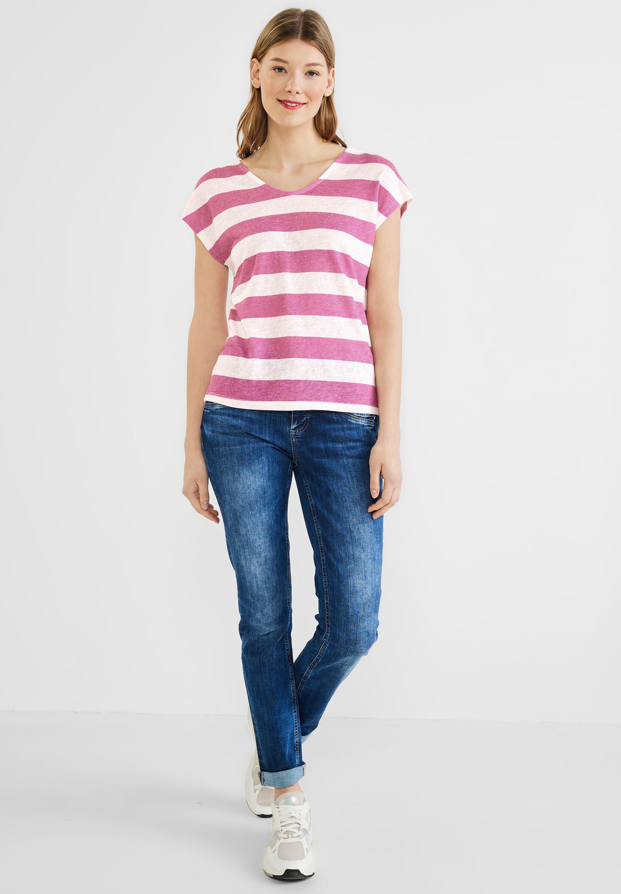 Street One Streifenshirt in Oasis Pink A319213-24507 - CONCEPT Mode