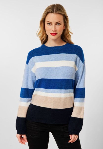 Street One - Gestreifter Strickpullover in Deep Blue