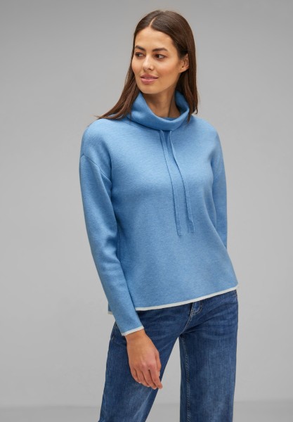 Street One Pullover mit Tunnelzugband in Gentle Blue Melange