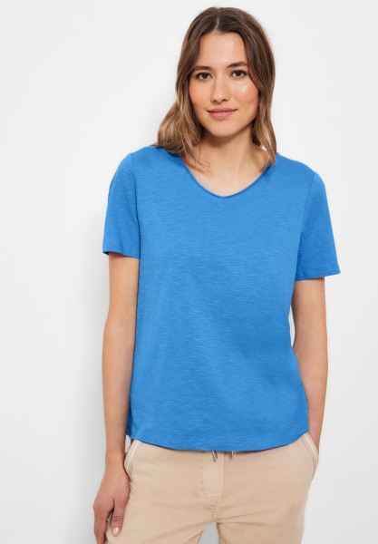 Cecil Unifarbendes Basic T-Shirt in Marina Blue