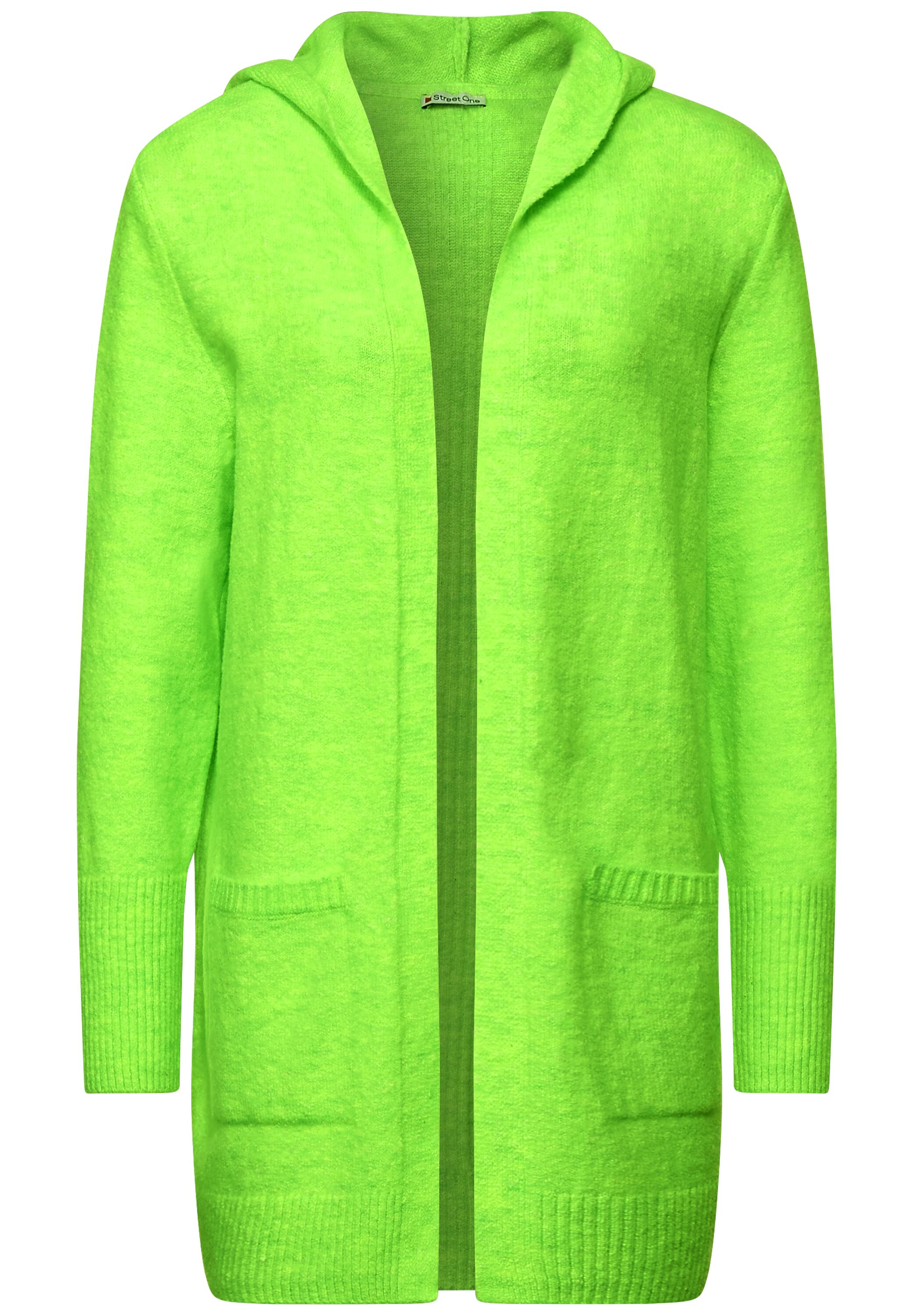 Cardigan im Hoodie Style in Shiny Apple Green Melange von
