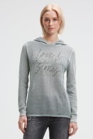 SOCCX Pullover mit Meshstruktur und Wording Print in Lunar Grey