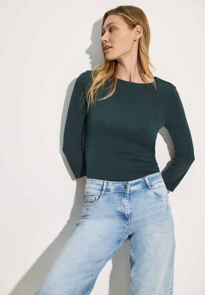 Cecil Basic T-Shirt in Unifarbe in Fir Green