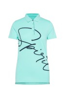 SOCCX Pikee-Polo mit Wording Print in Aqua Splash