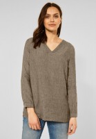CECIL - Chambray Leinen Bluse in Tan Brown