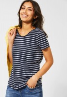 Street One - T-Shirt mit Streifen in Deep Blue