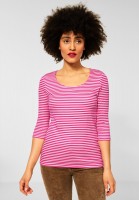 Street One - Shirt mit Streifen Muster in Powerful Pink