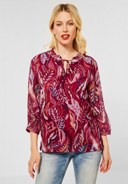 Street One - Chiffonbluse mit Print in Cherry Red