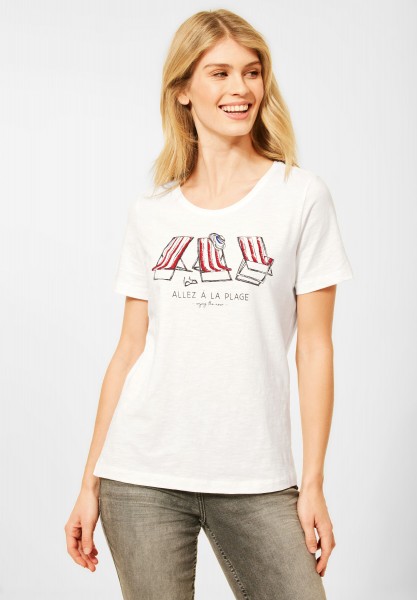 CECIL T-Shirt in CONCEPT B317608-33474 SALE - im reduziert White Mode Vanilla