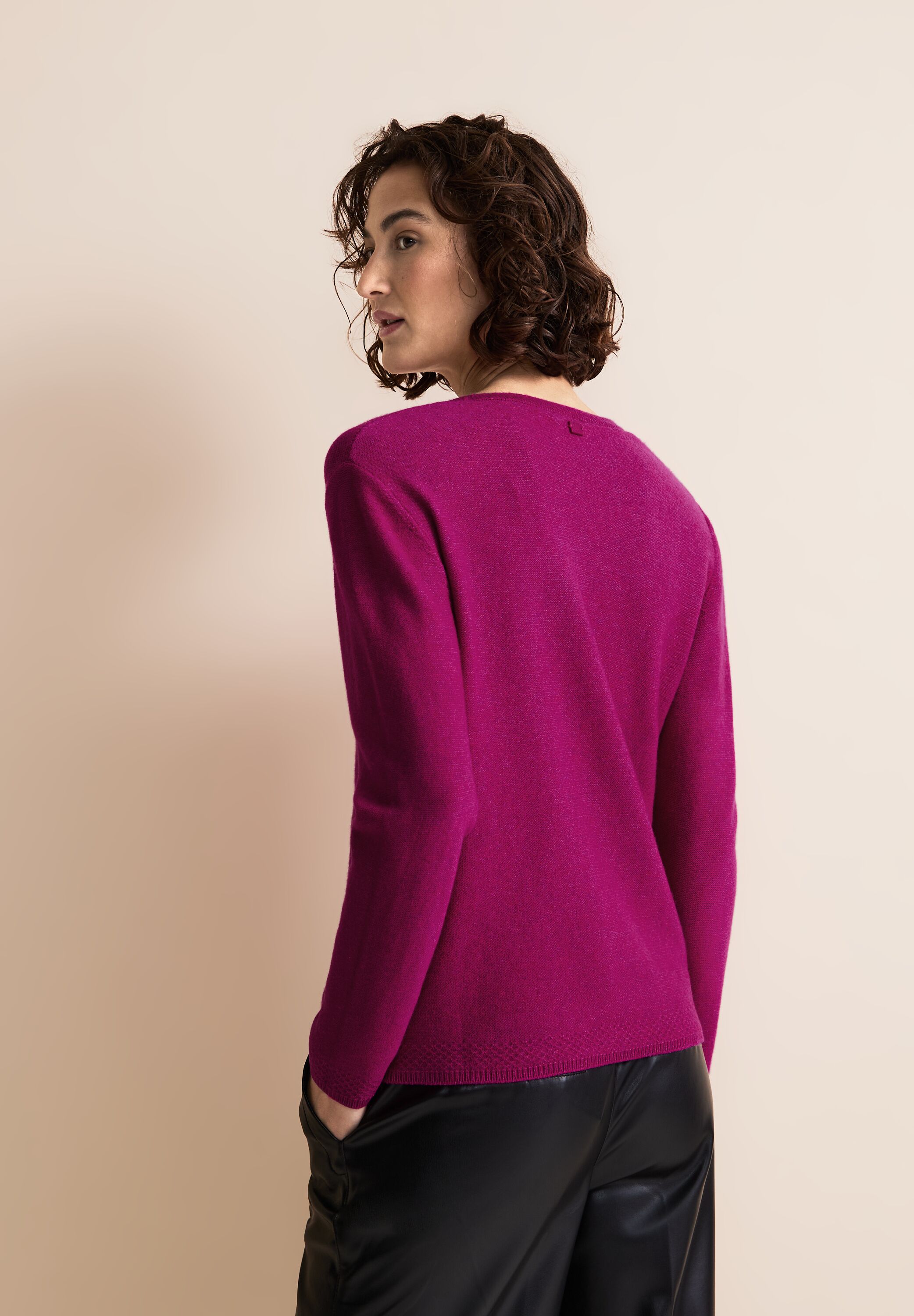 Street One V-Ausschnitt Pullover - Melange in A302632-15464 CONCEPT Purple Cozy Mode Pink