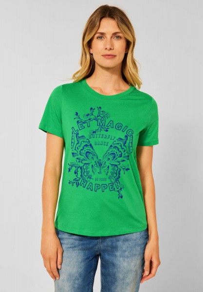 CECIL - T-Shirt mit Frontprint in Radiant Green