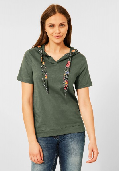 CECIL - T-Shirt mit Kapuze in Desert Olive Green