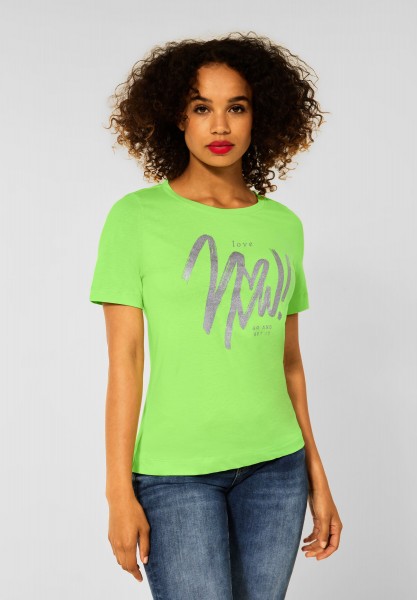 Street One - T-Shirt mit Wordingprint in Peppy Green