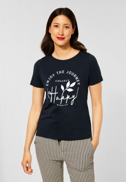 Street One - T-Shirt mit Frontprint in Dark Vintage Blue