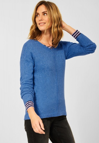 CECIL - Pullover mit V-Ausschnitt in Just Blue Melange