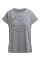 SOCCX T-Shirt mit Wording Print und Nieten in Lunar Grey