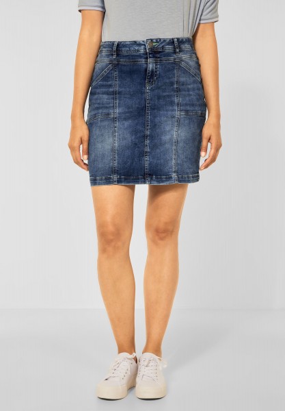 Street One - Jeansrock in High Waist in Blue Indigo Washed