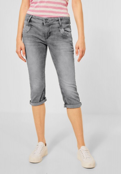 Street One - 3/4 Casual Fit Jeans in Grau in Grey Heavy Random Bleach