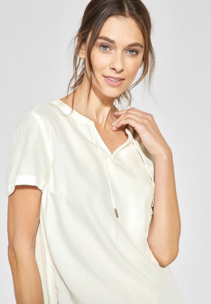 CECIL - Material-Mix Bluse in Pure Off White