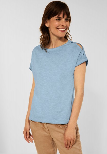 CECIL - T-Shirt mit Knopf Details in Inka Blue