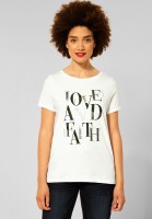 Street One - T-Shirt mit Folienprint in Off White