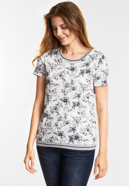 CECIL - Lässiges Flowerprint Shirt in Pure Off White