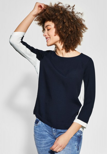 Street One - Color Block Shirt Evi in Deep Blue