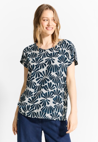 Cecil Printmix Bluse in Dark Petrol Blue