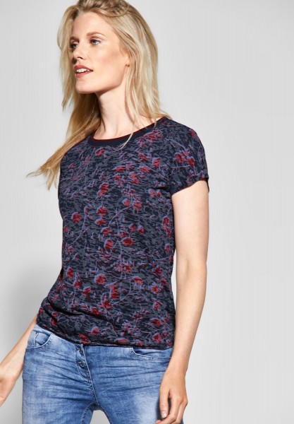 CECIL - T-Shirt mit Blumenprint in Mystic Berry