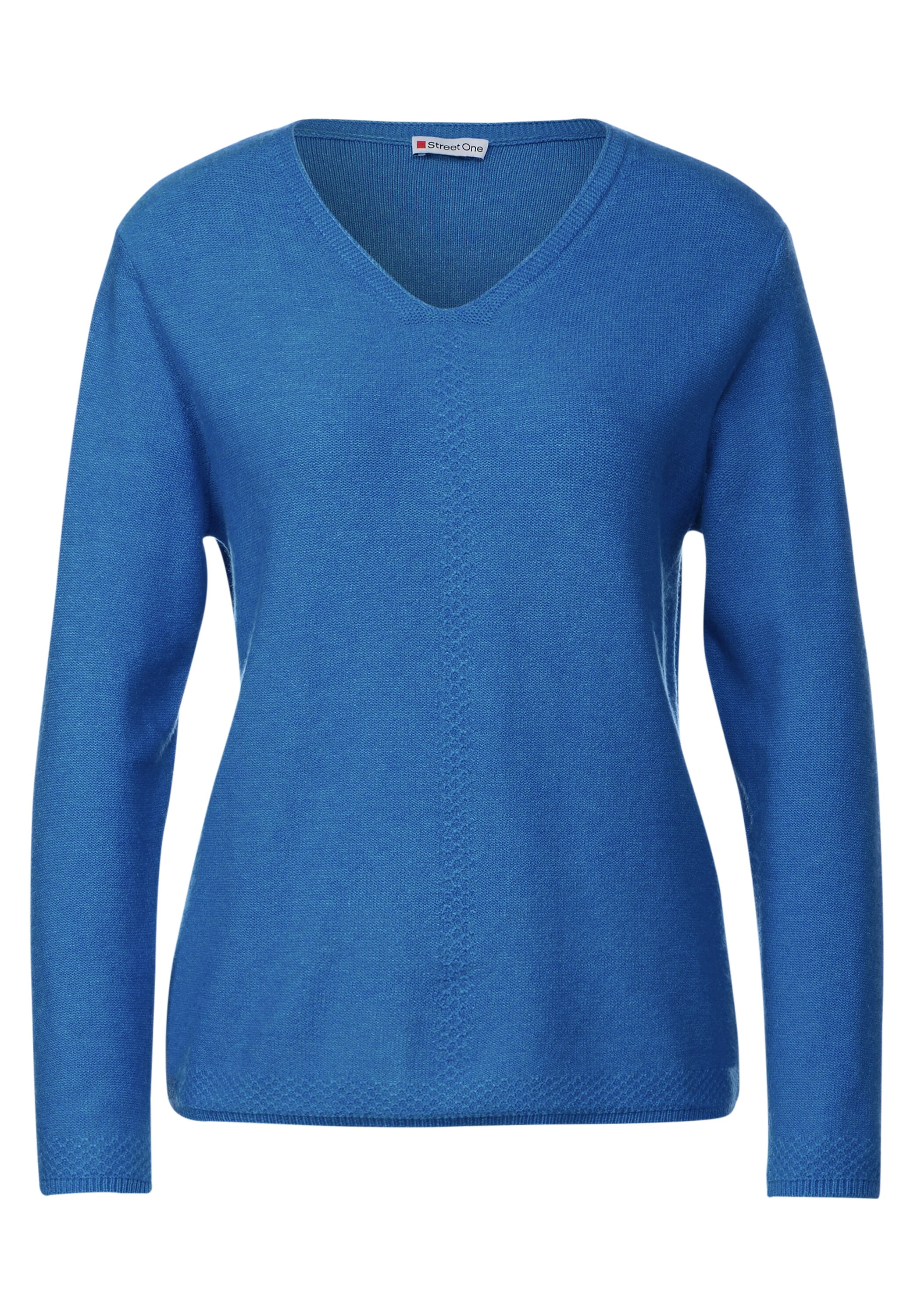 Street One V-Ausschnitt Pullover in Intense Gentle Blue Melange  A302632-15312 - CONCEPT Mode