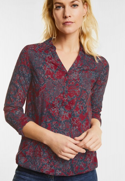 Cecil Animal Print Bluse in Cranberry Red