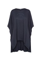 SOCCX Poncho-Shirt mit tonigem Rubber Print in Deep Sea