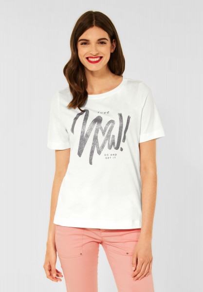 Street One - T-Shirt mit Wordingprint in Off White