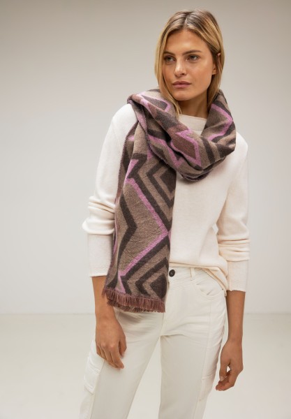Street One Langer Ikat Schal in Rocky Brown