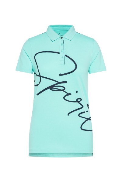 SOCCX Pikee-Polo mit Wording Print in Aqua Splash