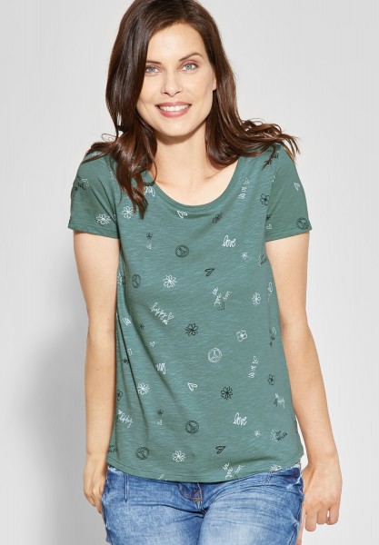 CECIL - Shirt mit allover Print in Sage Green